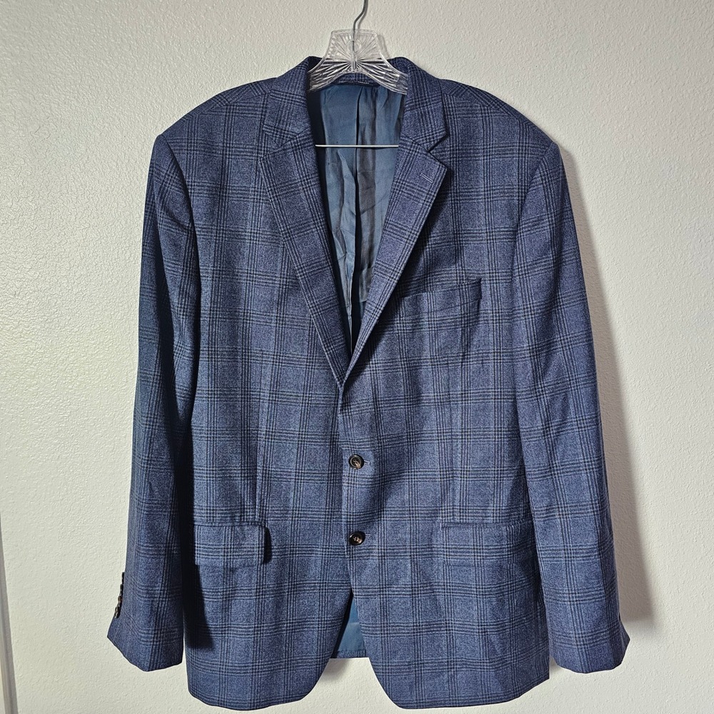 Ralph Lauren Mens Blue Plaid 100% Wool Natural Stretch Blazer Sport Coat Canada